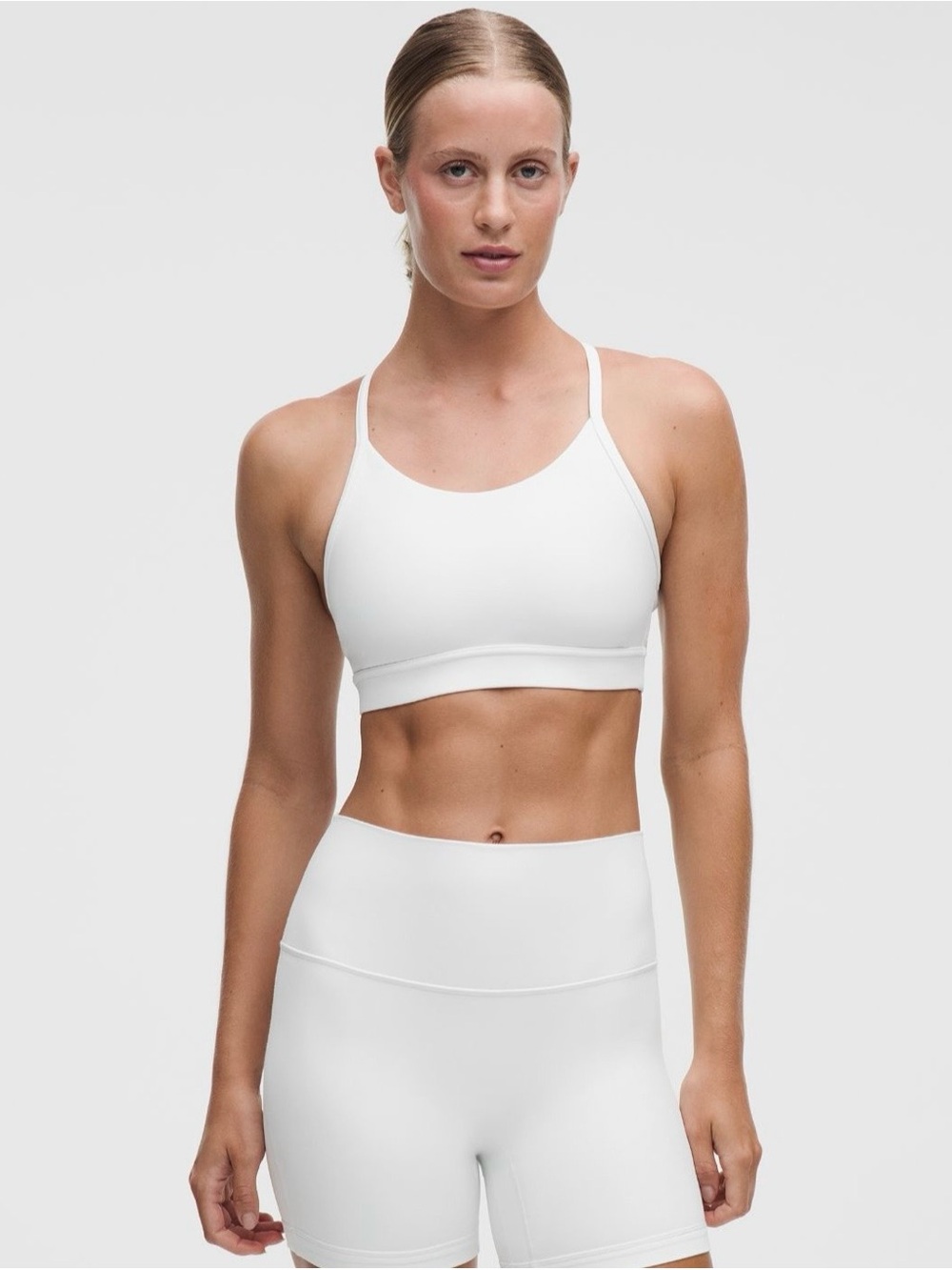 Lululemon Flow Y Mid-Support Bra B/C Cup - White, Size 8